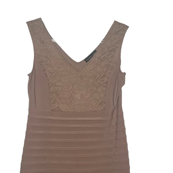 CANDALITE PETITE Sleeveless Lace Floral Evening Dress Mermaid Hem Pink Size LP - Picture 2 of 12